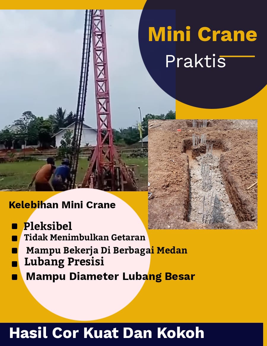 Alat mini crane untuk bor pile, praktis dan fleksibel di berbagai medan