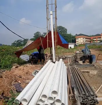 Material pipa casing sumur bor siap dipasang